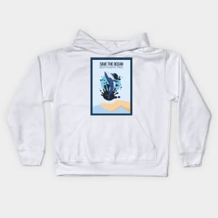 Save The Ocean Keep The Sea Plastic Free Turtle Scene Kids Hoodie